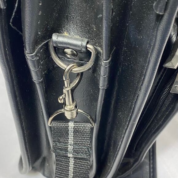 Solo New York Black Leather Laptop Bag Briefcase 15.5" Computer MacBook Strap - Picture 16 of 16